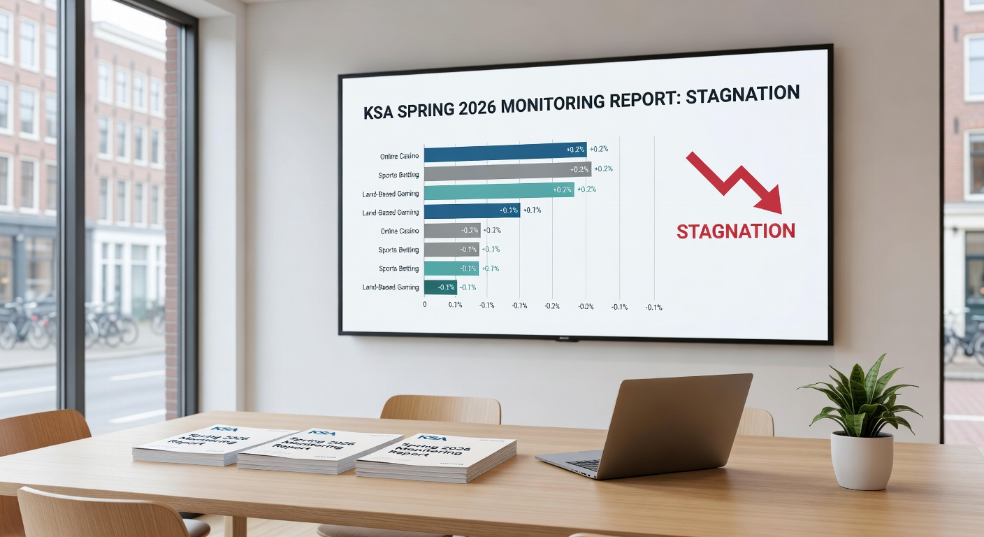KSA-logo met stapel eurobiljetten en waarschuwingsbord voor illegaal gokken, symboliserend de hoge boetes
