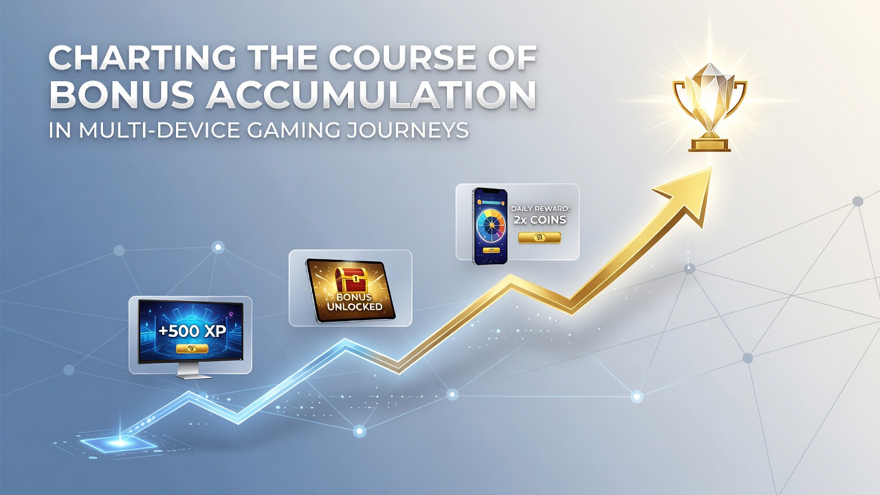 Multi-device gaming setup met bonus tracking op verschillende schermen