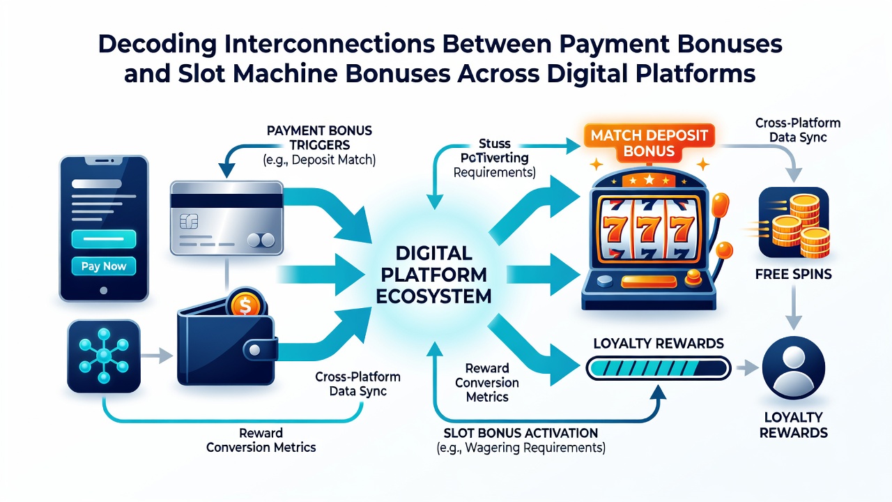 Diagram van interconnecties tussen bonustypes op online casino platforms