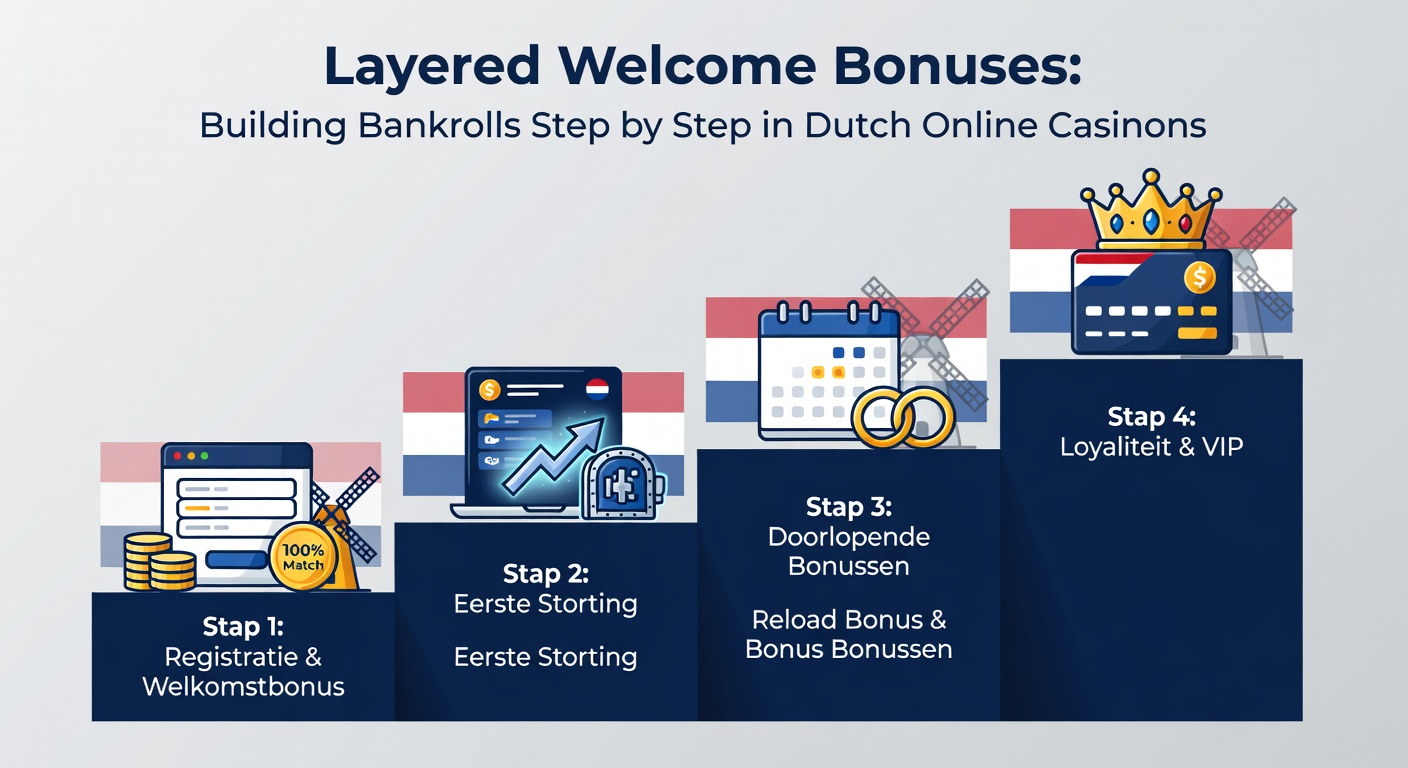 Speler die meerdere stortingen doet en bankroll ziet groeien via gelaagde bonusfasen op een Nederlands casino-platform