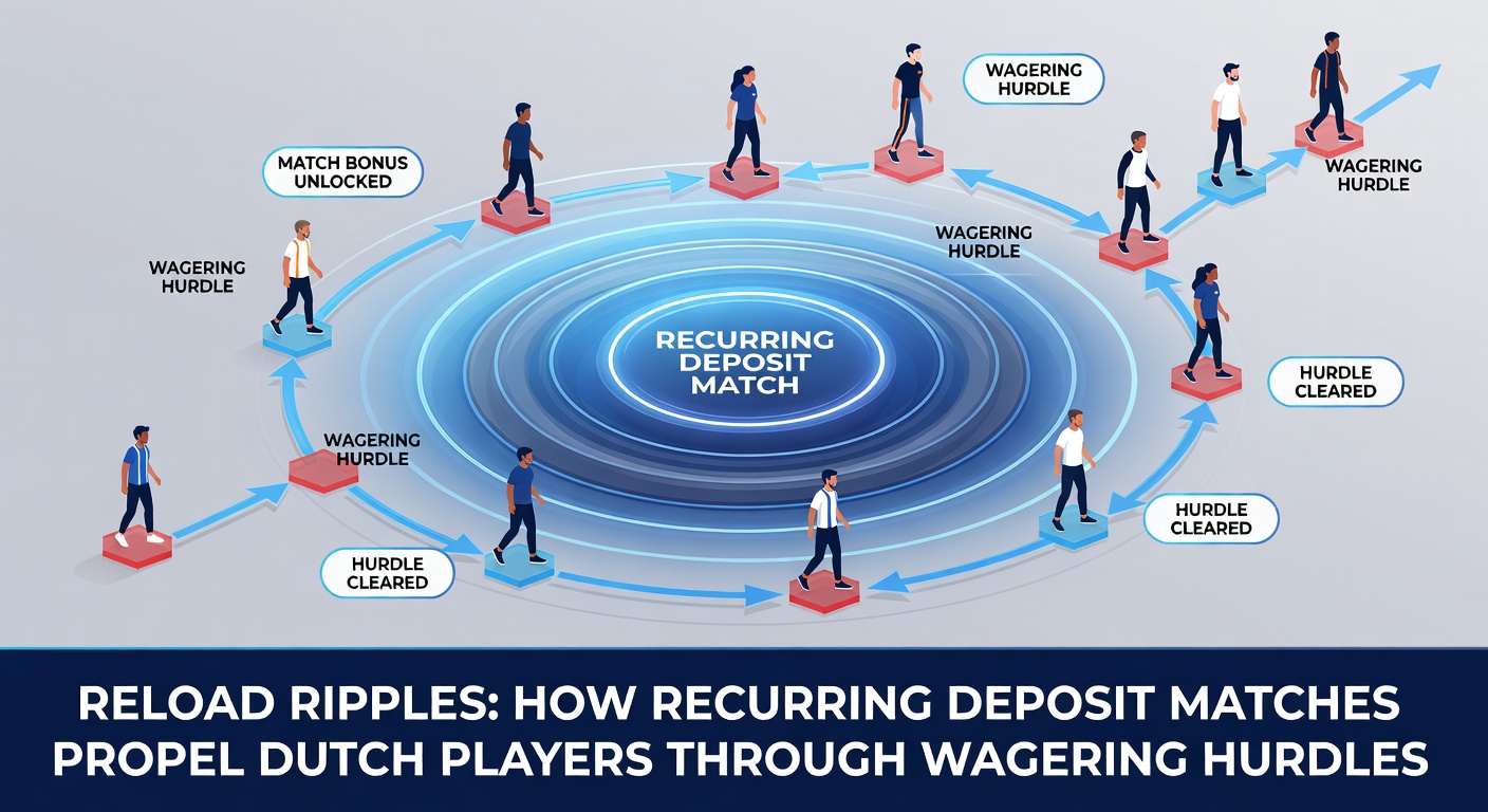 Schermafbeelding van een reload bonus promotie in een Nederlands casino, met details over matchpercentages, wagering en actieve spelersstatistieken uit recente campagnes