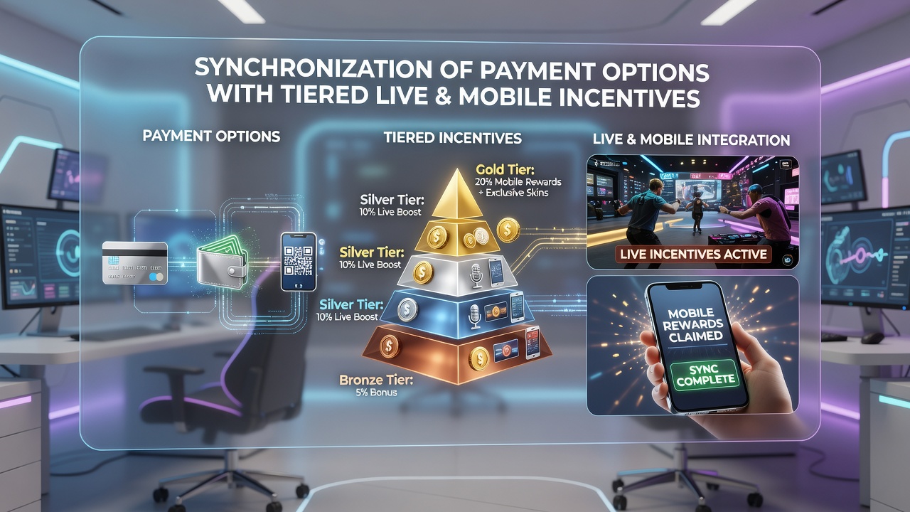 Diagram van gelaagde incentives gekoppeld aan betalingsopties in mobiele en live gaming
